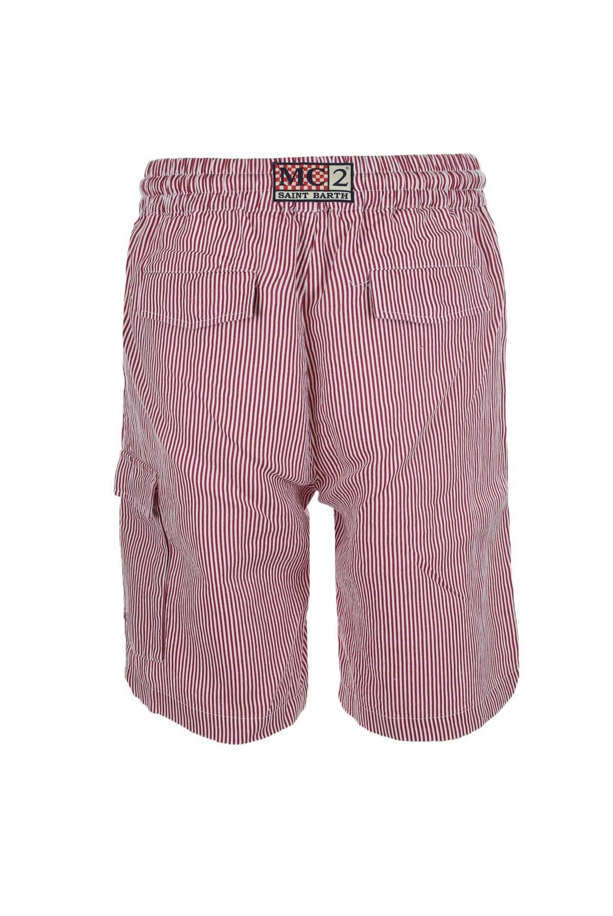 Bermuda in lino a righe con coulisse
