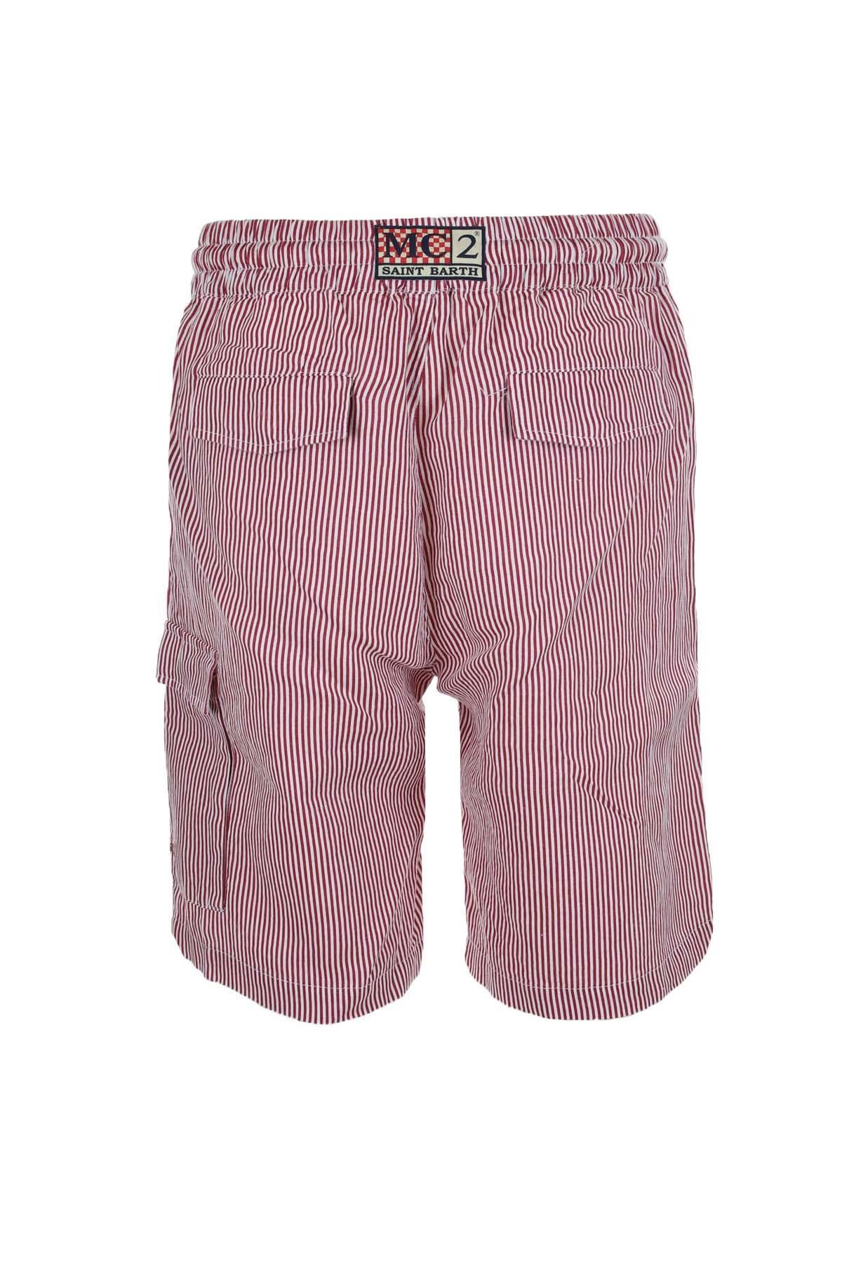 Bermuda in lino a righe con coulisse