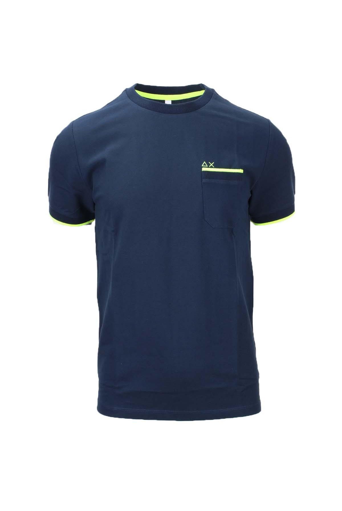 T-Shirt con taschino in cotone piquet dettagli fluo