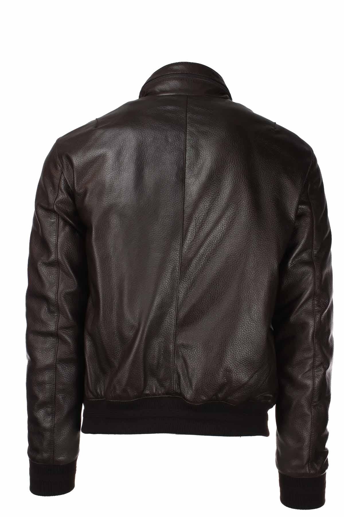 Giubbotto bomber in pelle collo aviatore