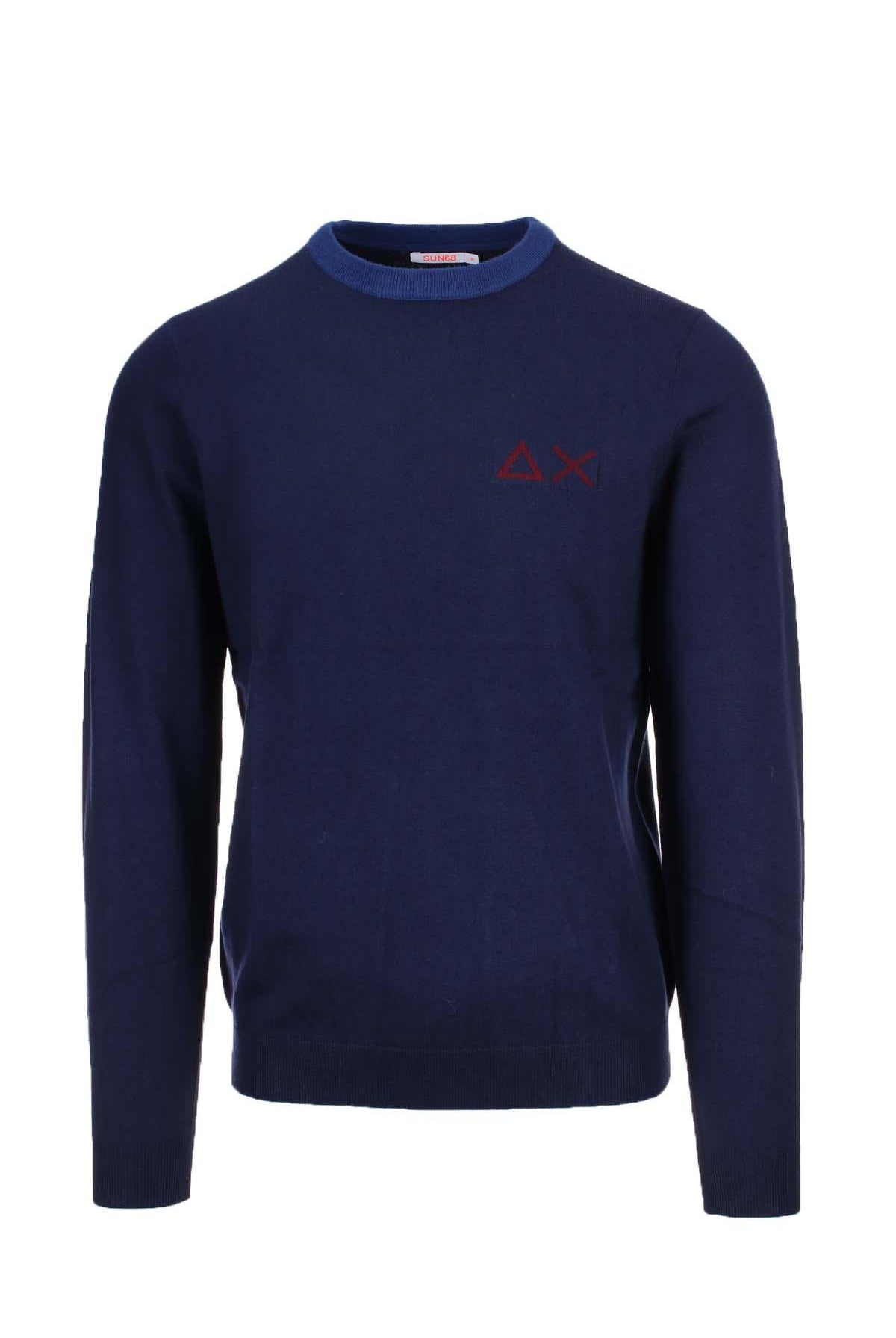 Pullover girocollo unito collo in contrasto