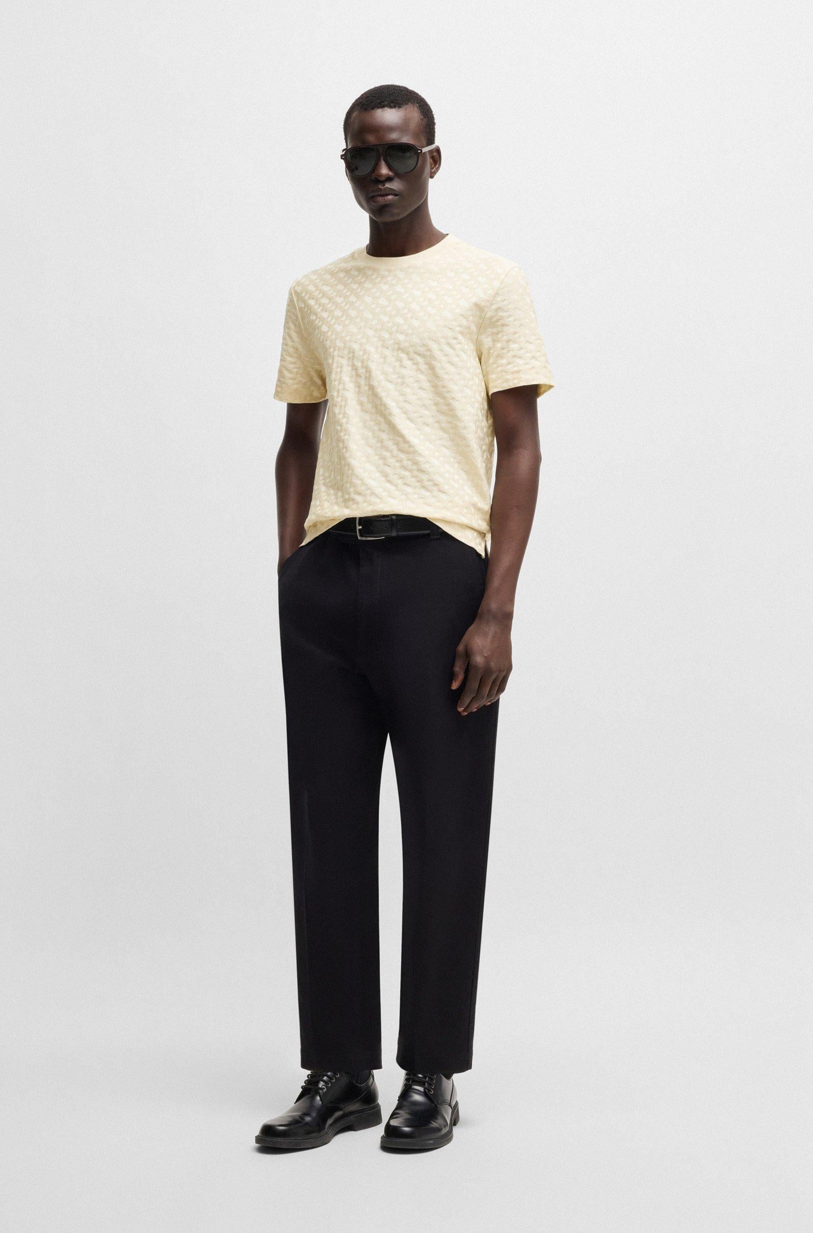 Tshirt mezza manica in cotone con monogrammi Boss