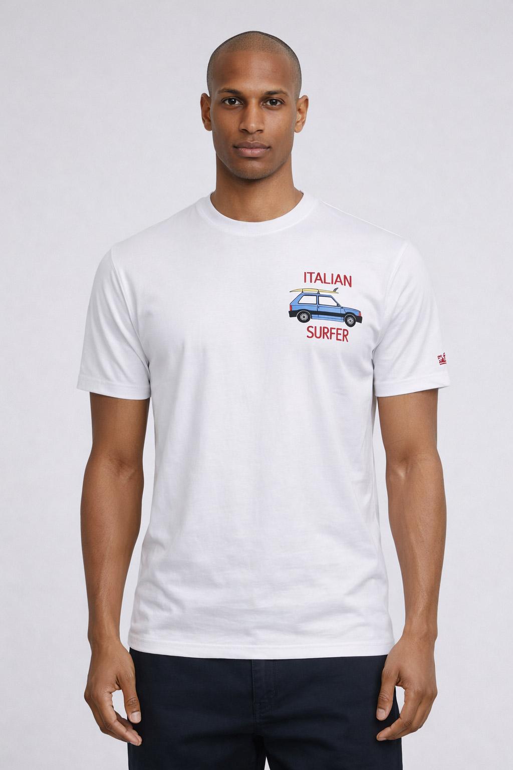 Tshirt Uomo in Cotone con Stampa Italian Surfer