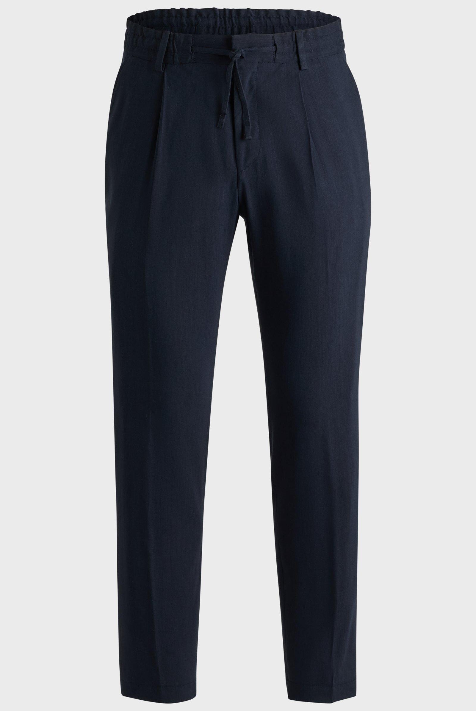 Pantaloni in misto lino con elastico e coulisse