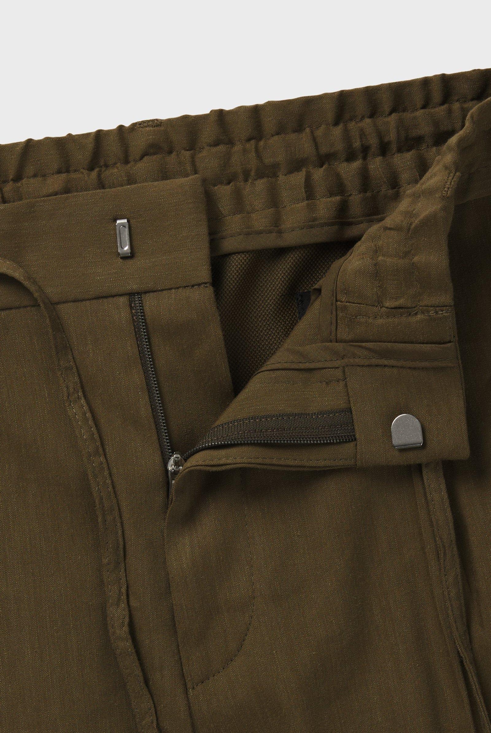 Pantaloni in misto lino con elastico e coulisse