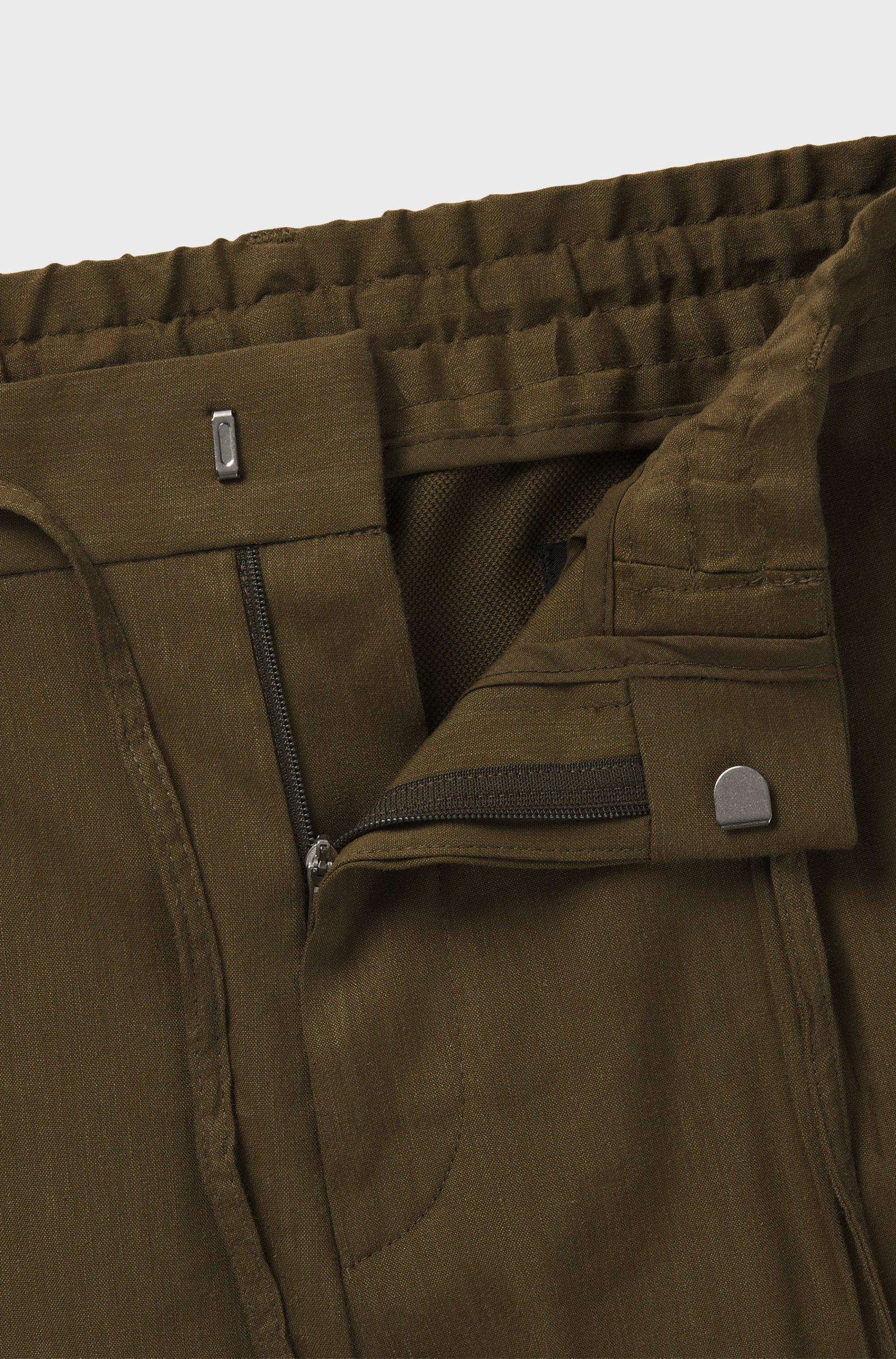 Pantaloni in misto lino con elastico e coulisse