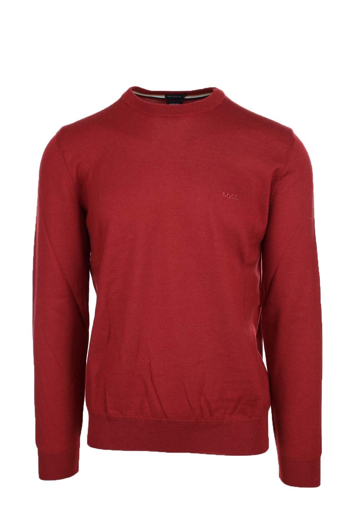 Maglia girocollo in lana con logo BOSS
