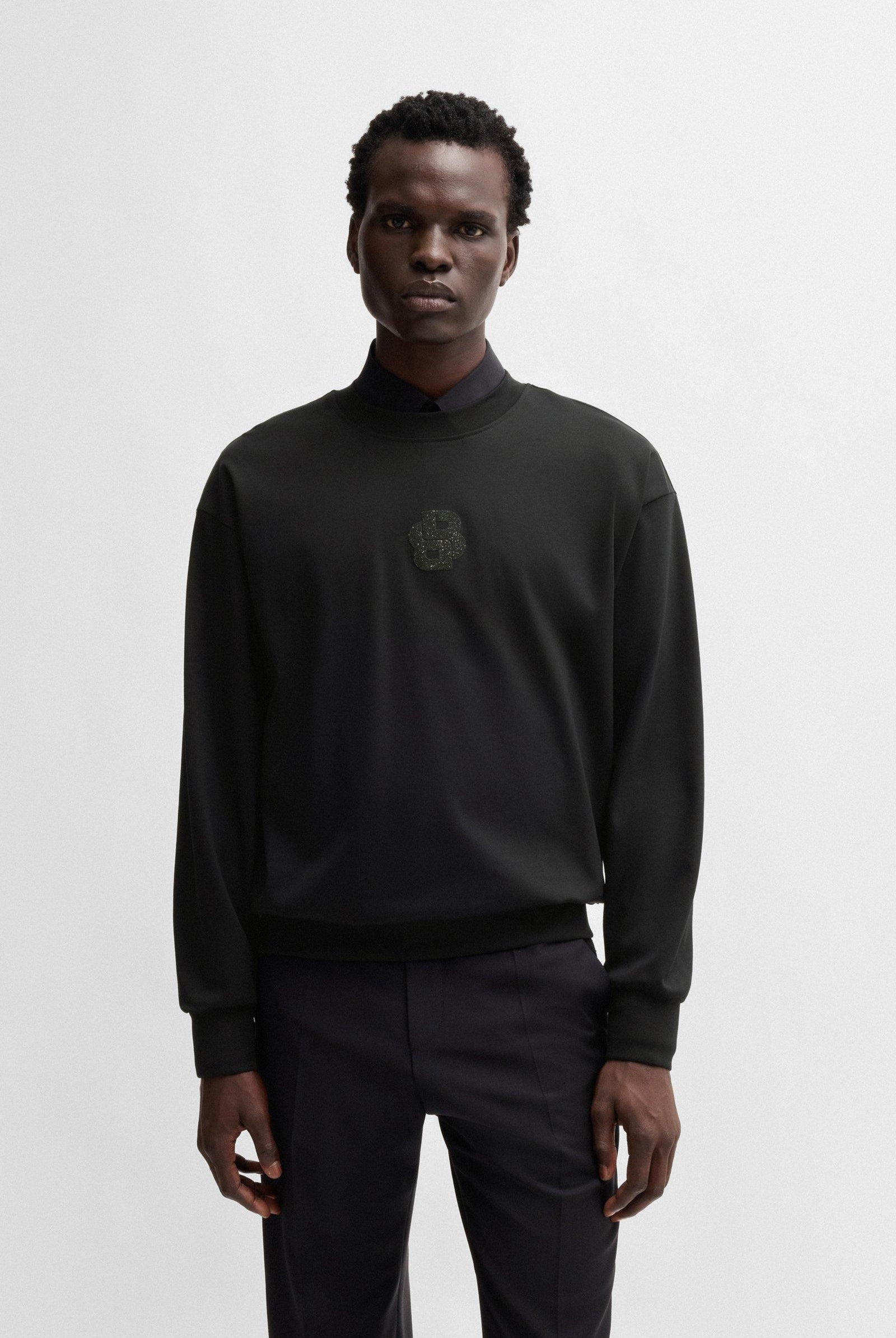 Felpa girocollo con logo glitterato