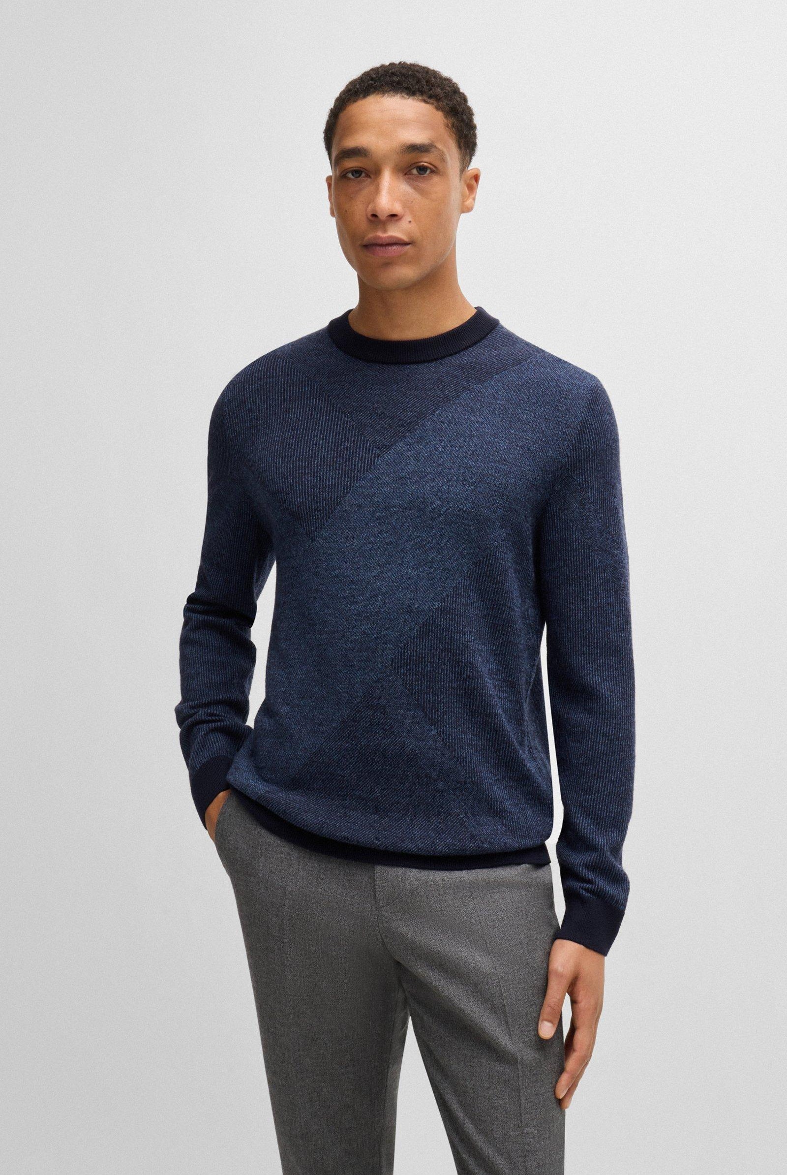 Maglia girocollo in lana jacquard bicolore