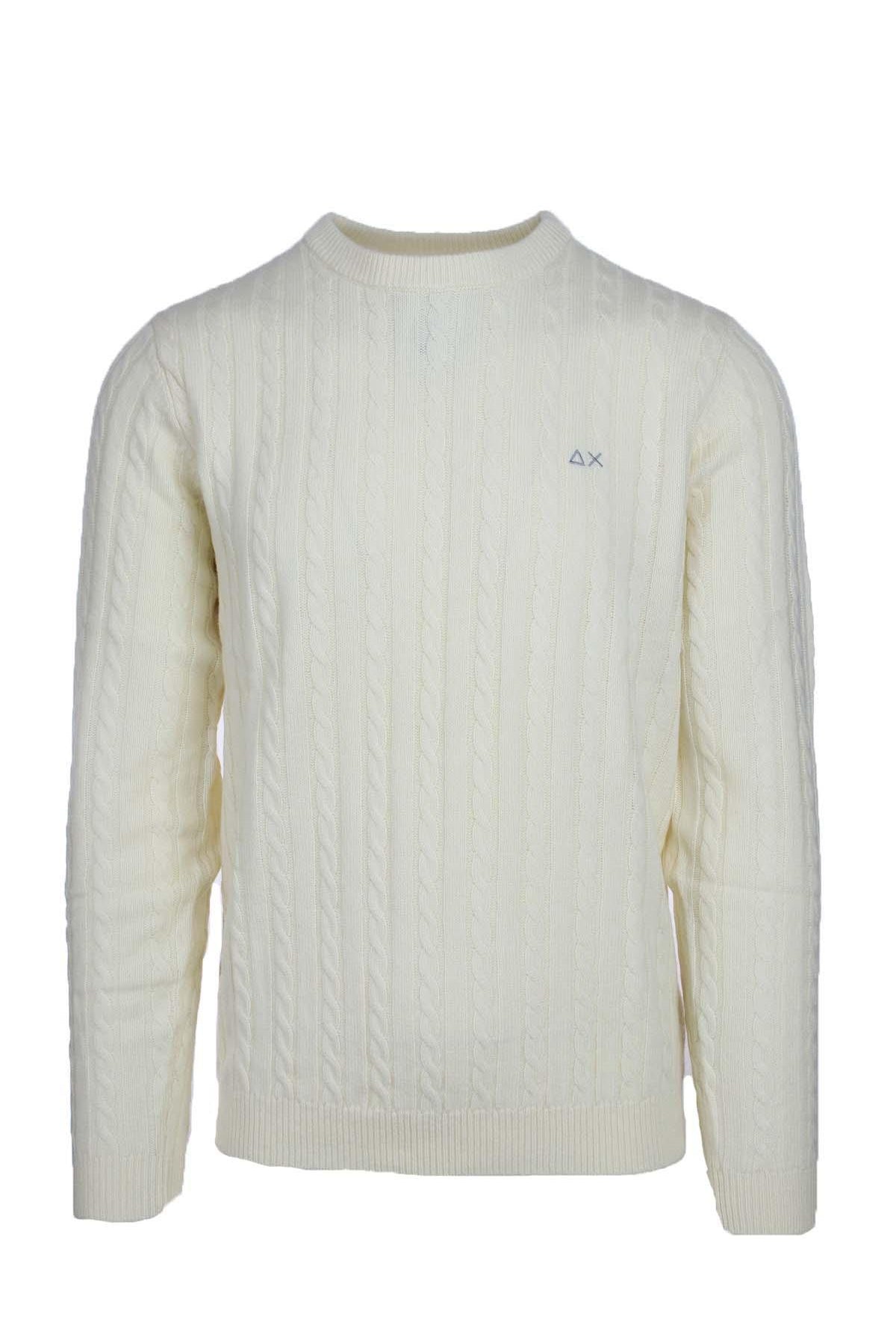 Maglia girocollo in lana a trecce