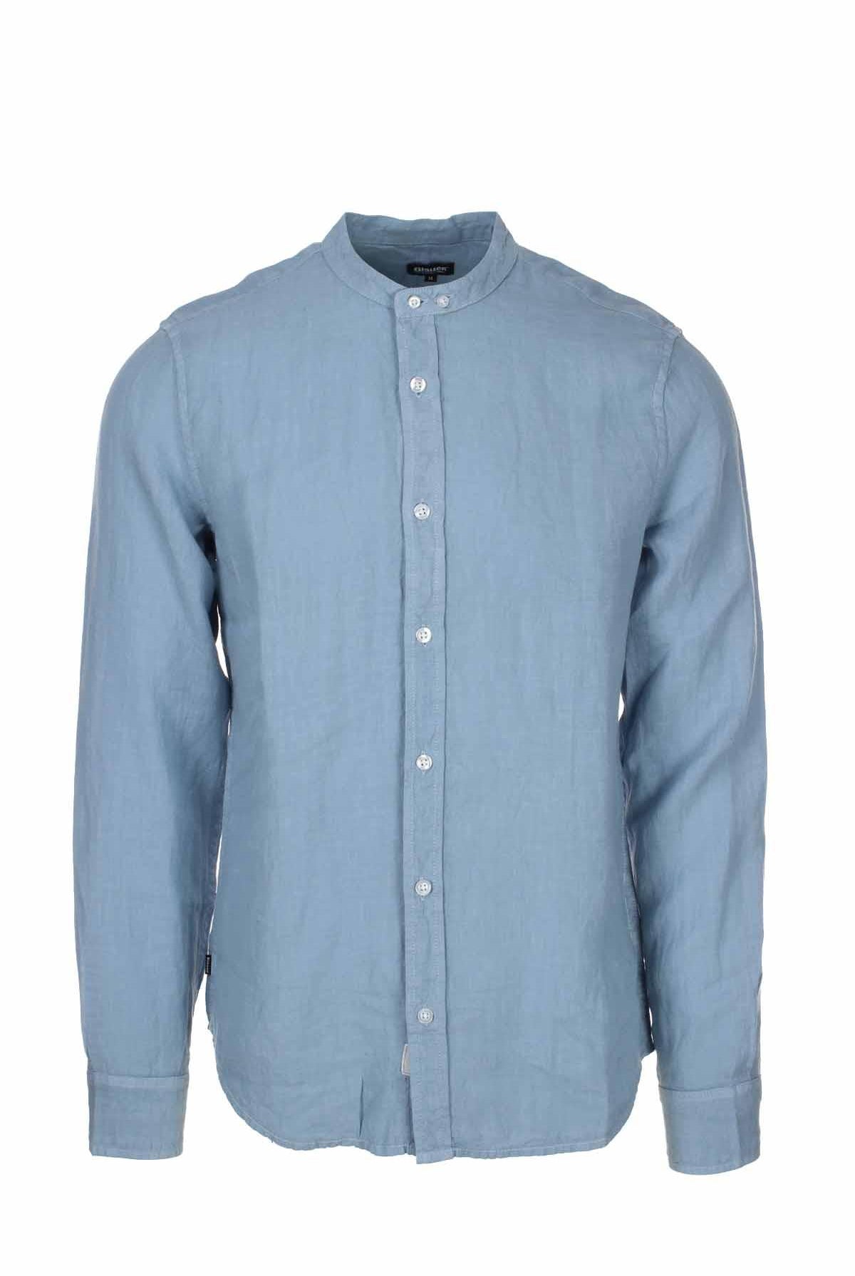 Camicia lino manica lunga collo coreana