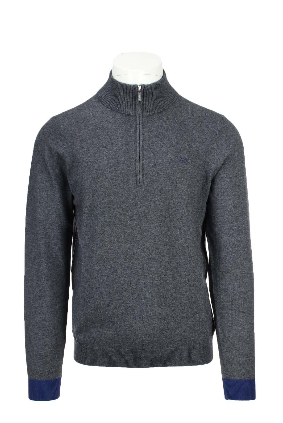 Maglia pullover lupo zip con toppe