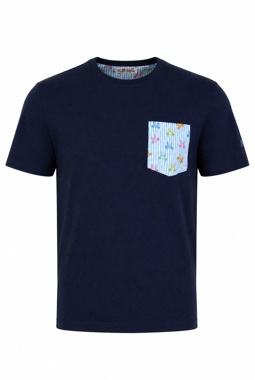 Tshirt con taschino granchi multicolor e righe