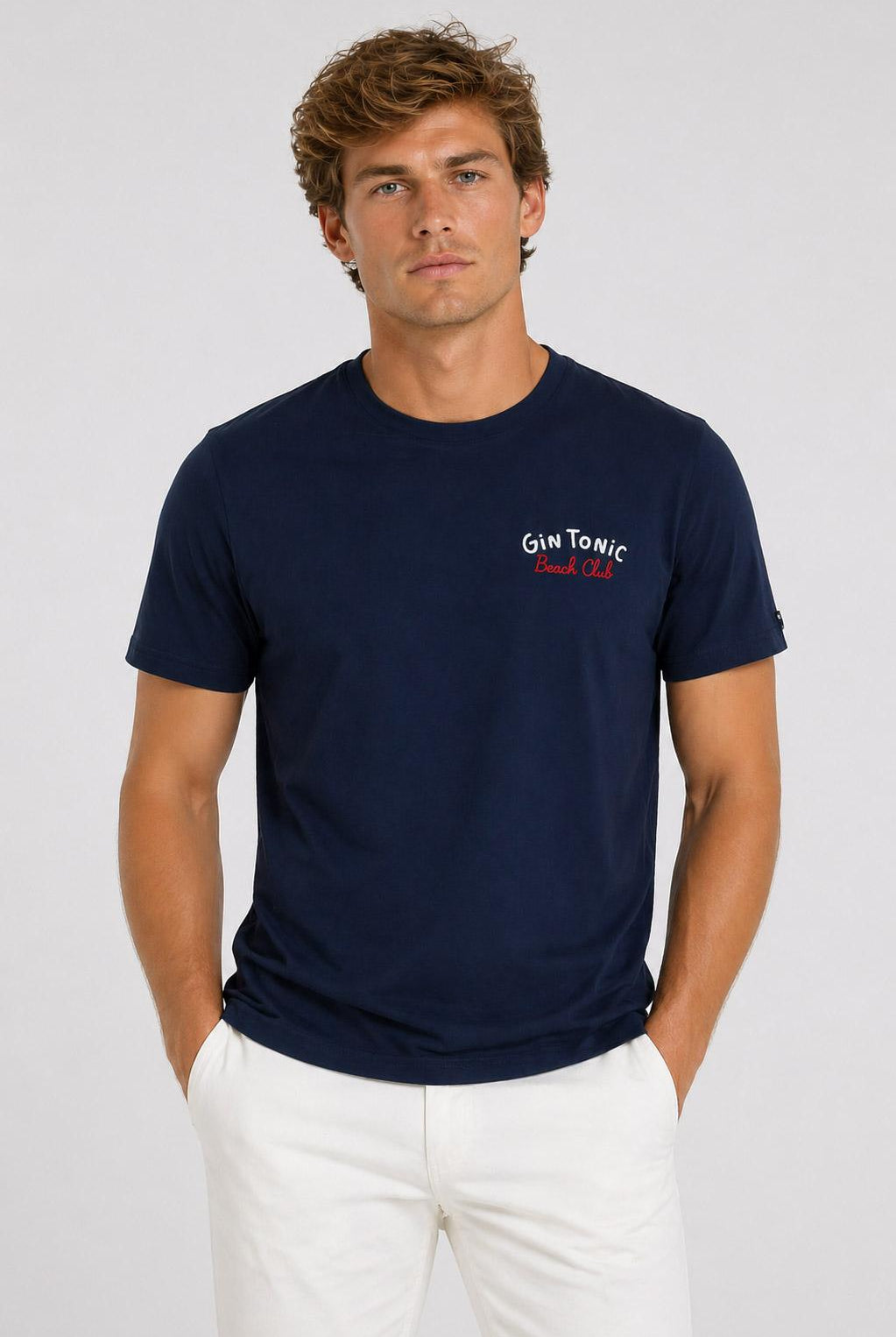 Tshirt Uomo in Cotone con Ricamo Gin Tonic