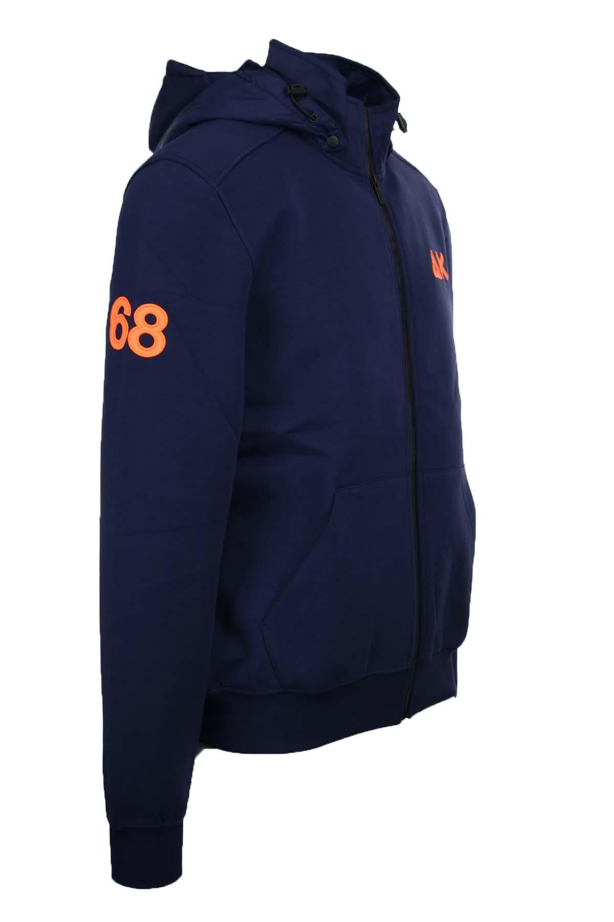 felpa cardigan zip con cappuccio dettagli fluo