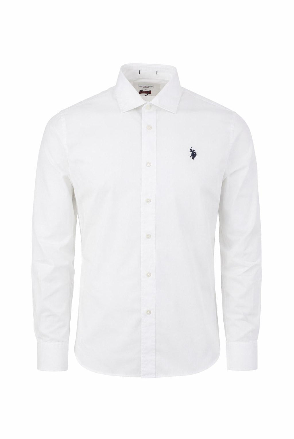 Camicia uomo cotone stretch con logo slim fit