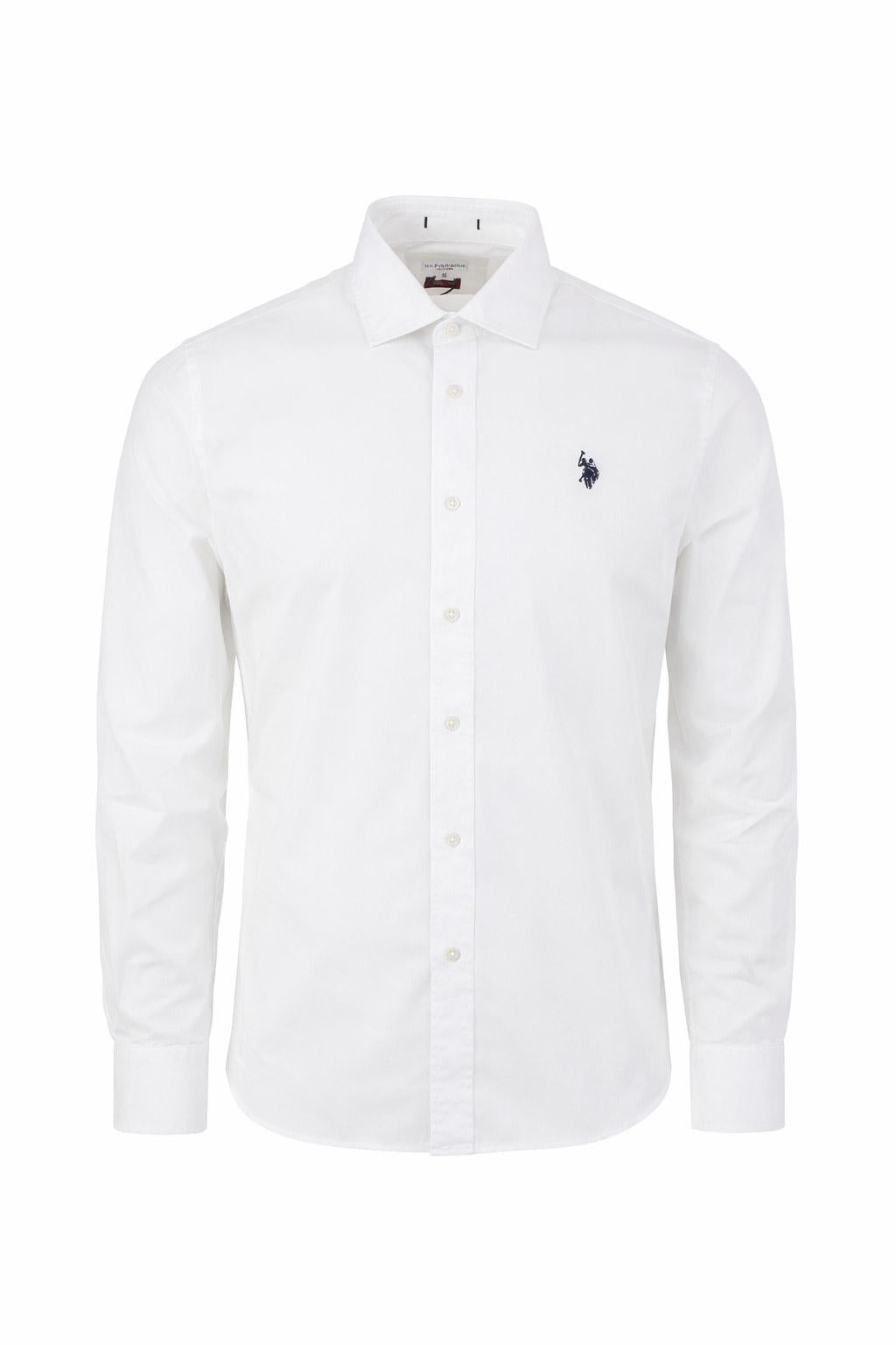 Camicia uomo cotone stretch con logo slim fit