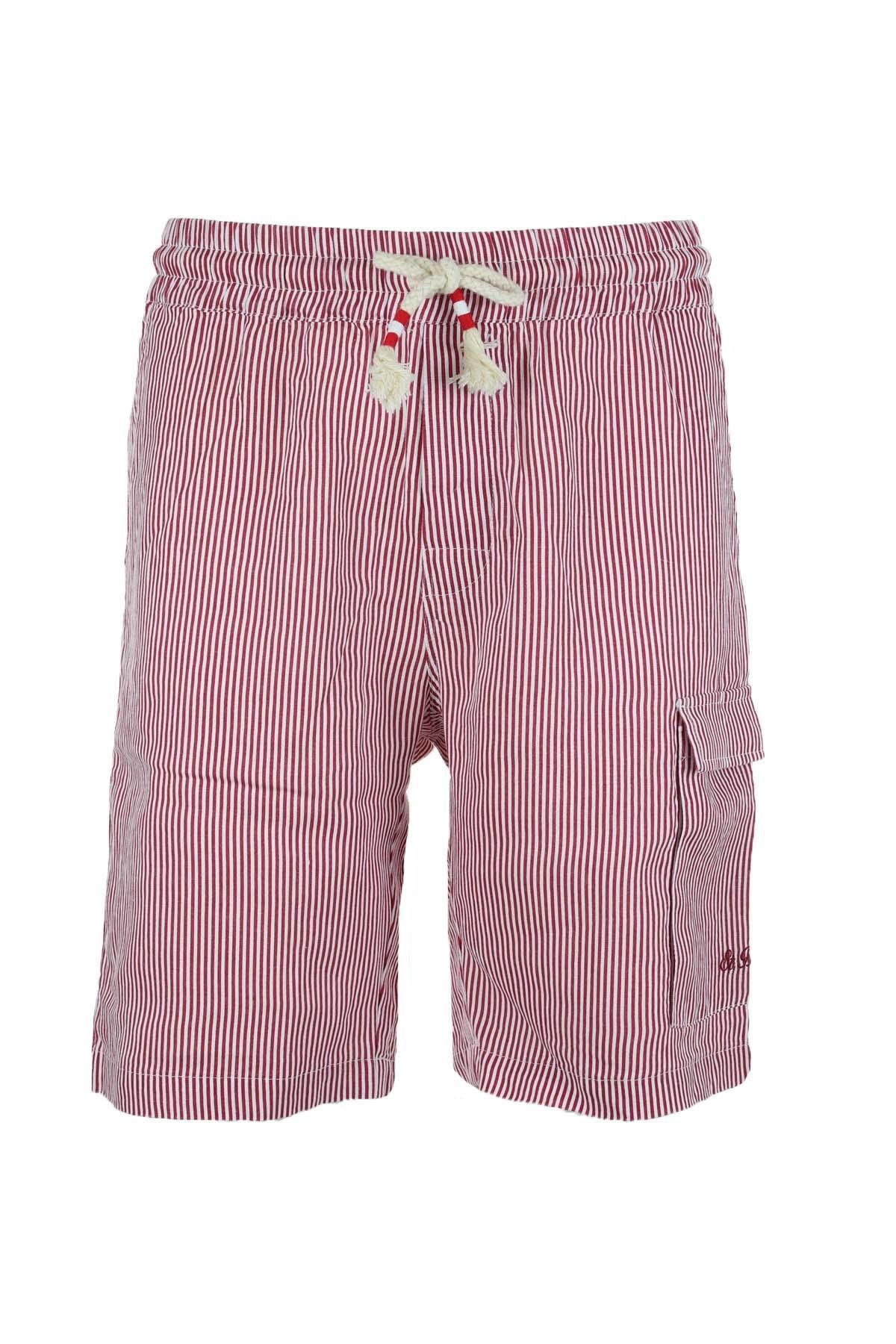 Bermuda in lino a righe con coulisse