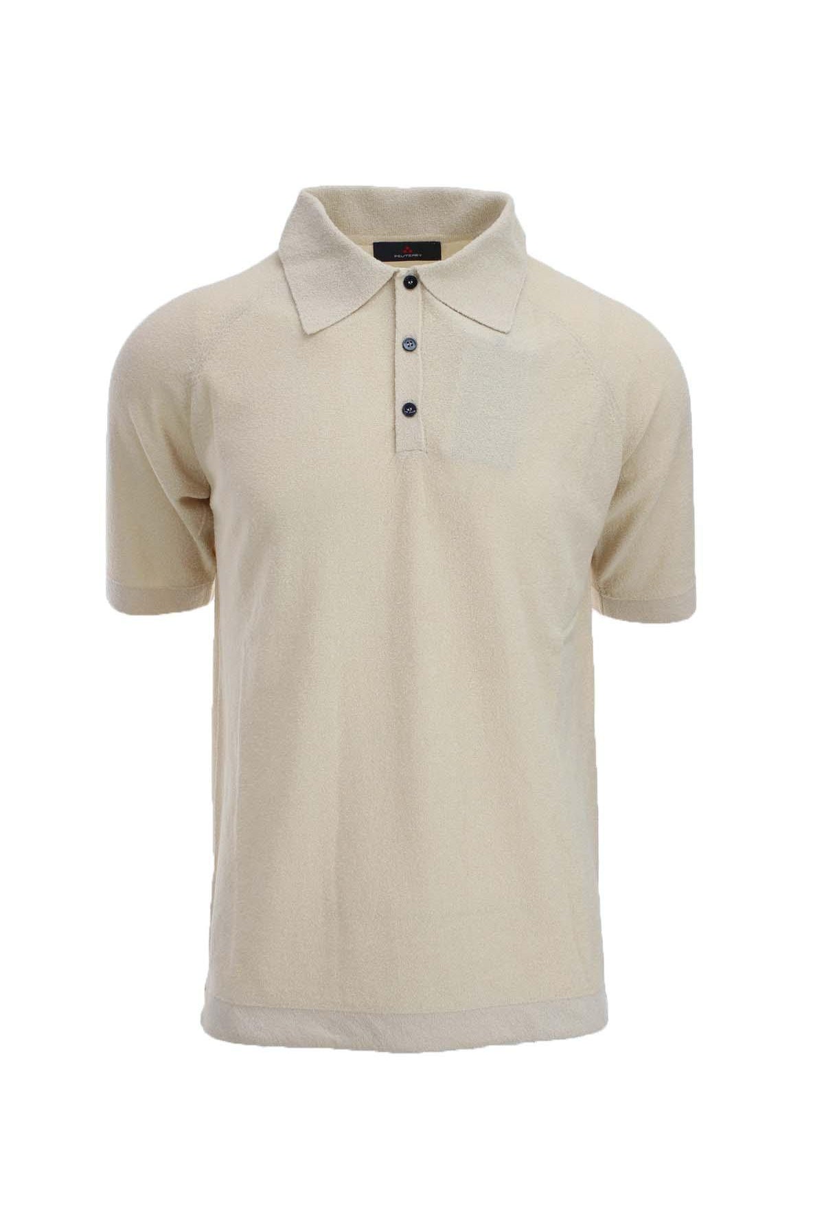 Polo mezza manica effetto spugna Hsin in misto cotone