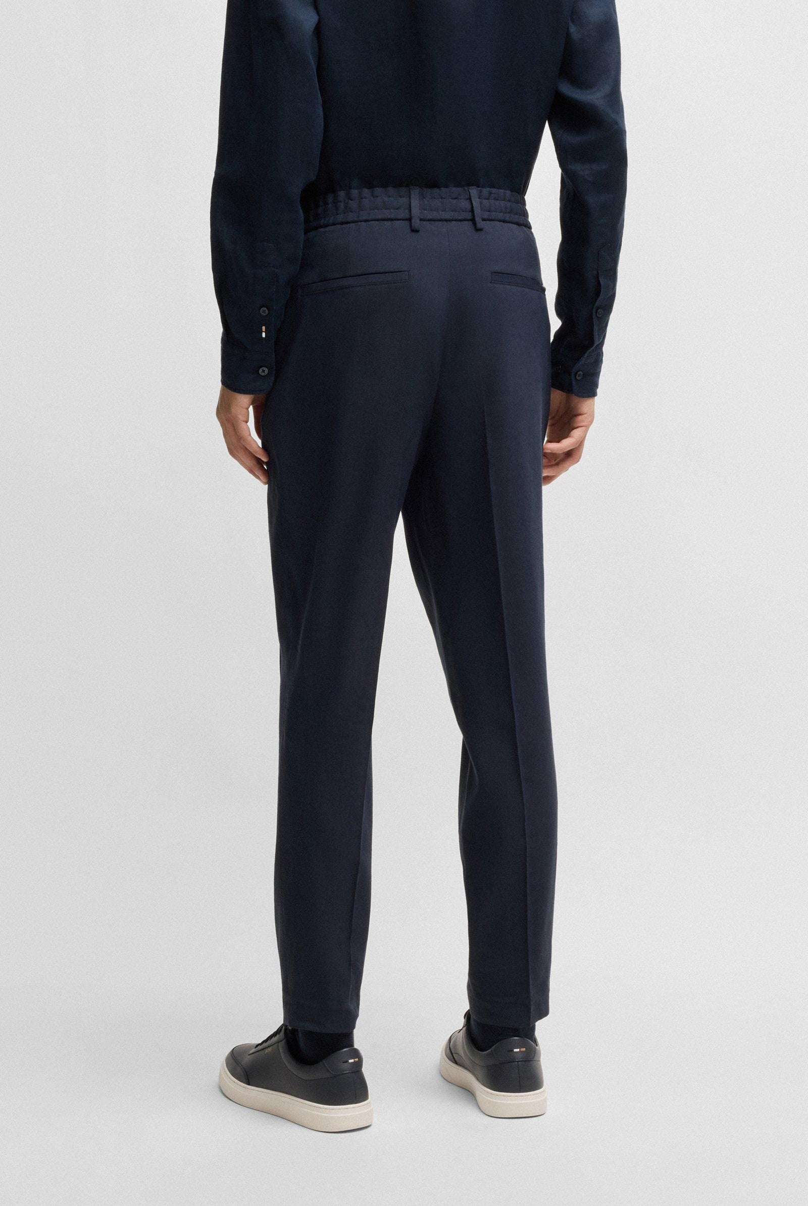 Pantaloni in misto lino con elastico e coulisse