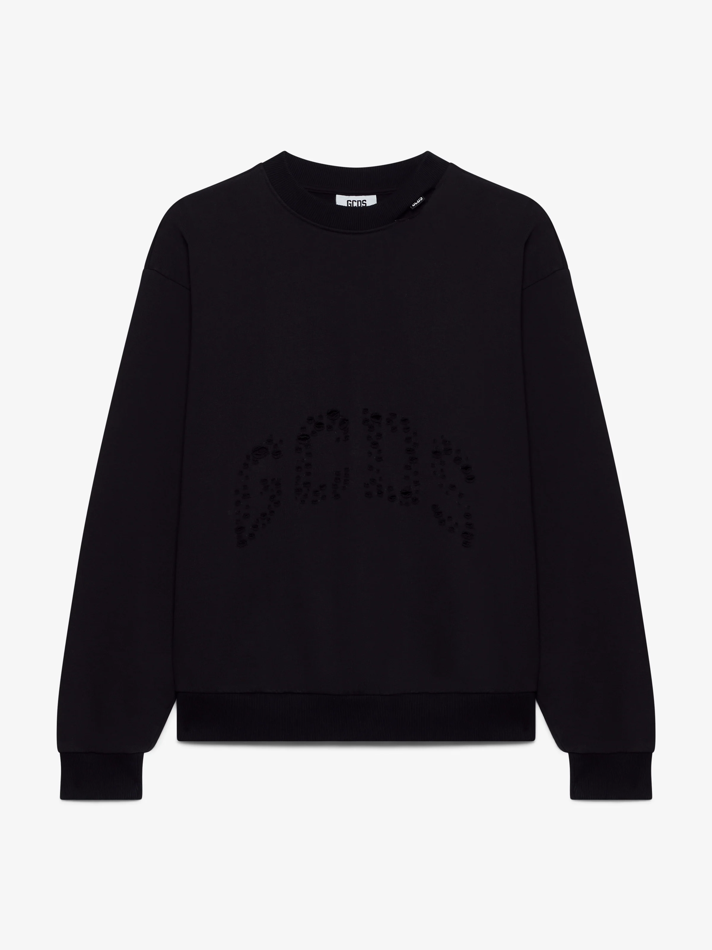 Felpa girocollo con logo in tinta effetto used