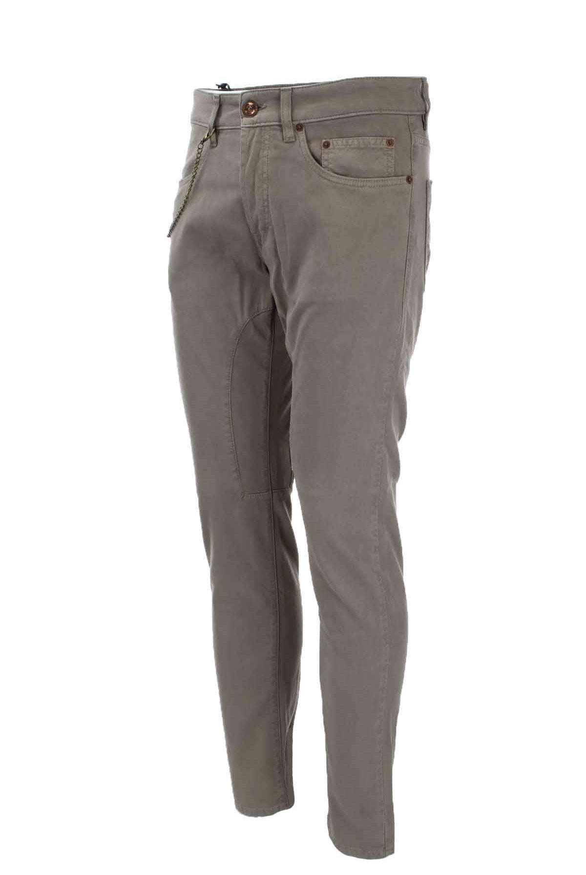 Pantalone 5 tasche in cotone con toppa