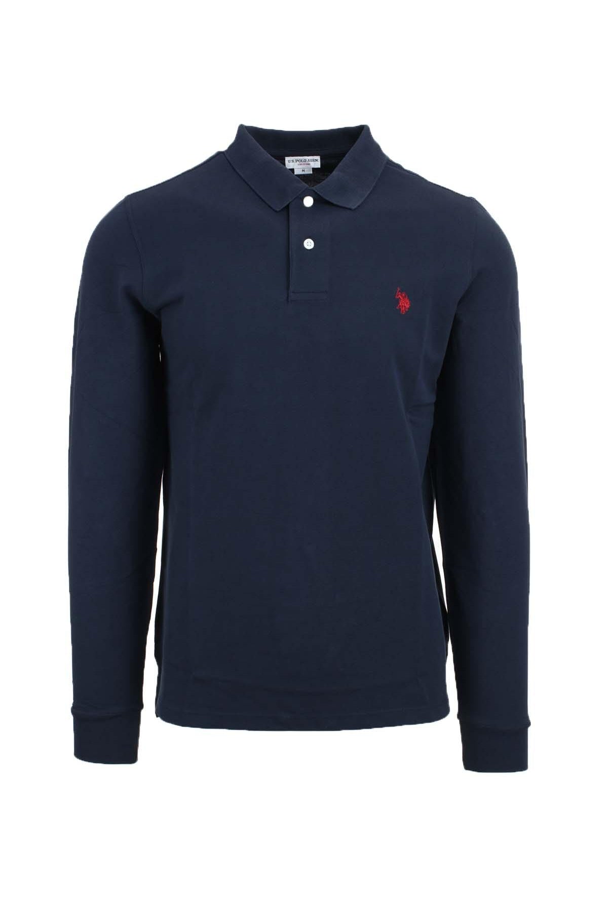 Polo manica lunga in piquet di cotone con logo