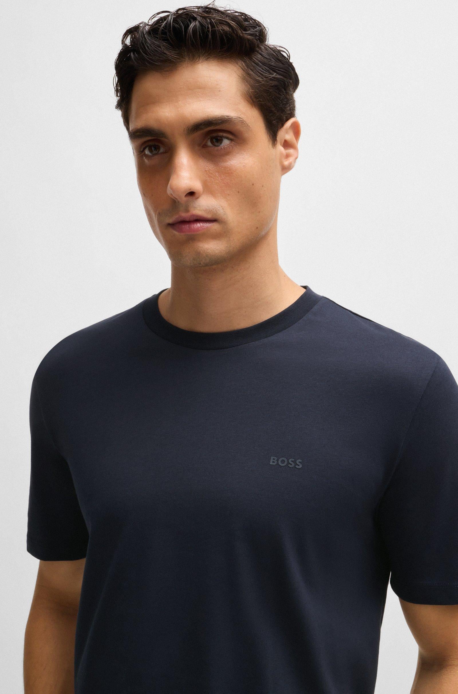 T-shirt mezza manica in cotone con logo Boss