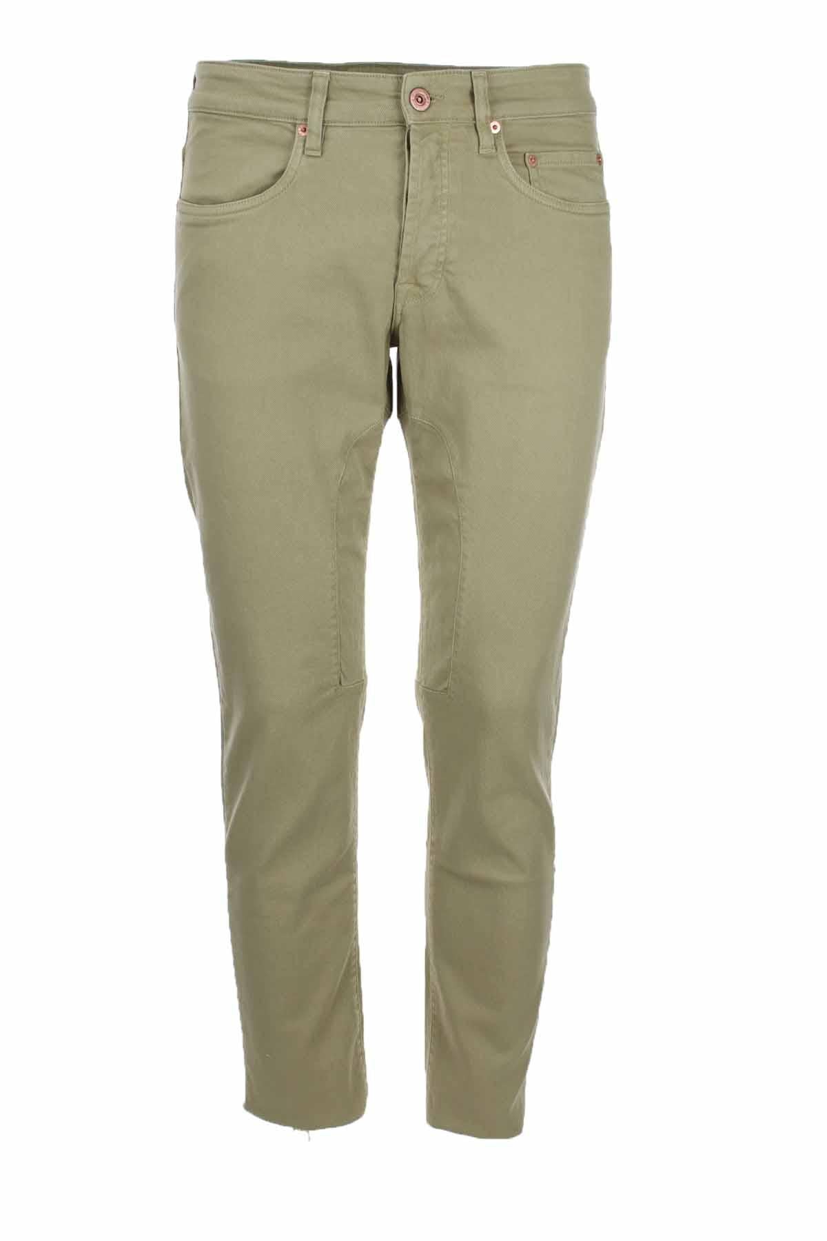 Pantalone 5 tasche in cotone con toppa