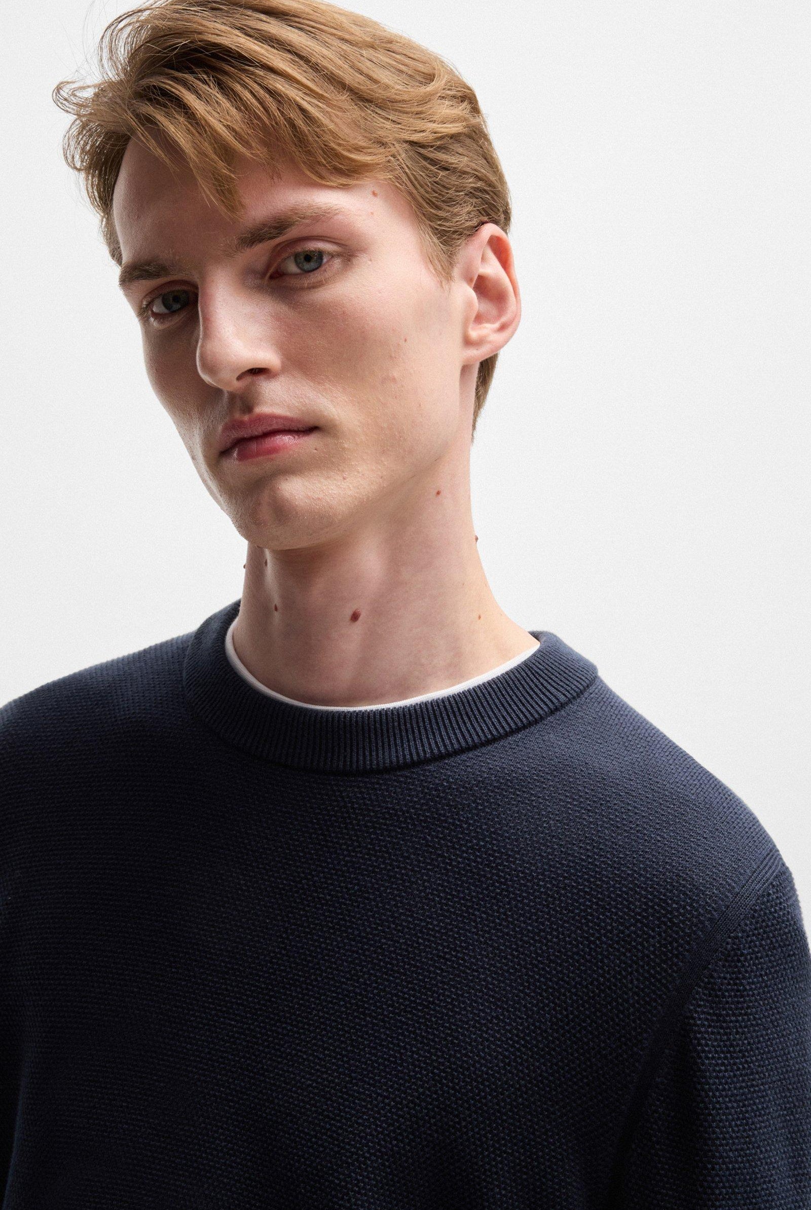 Maglione in cotone lavorato grana riso