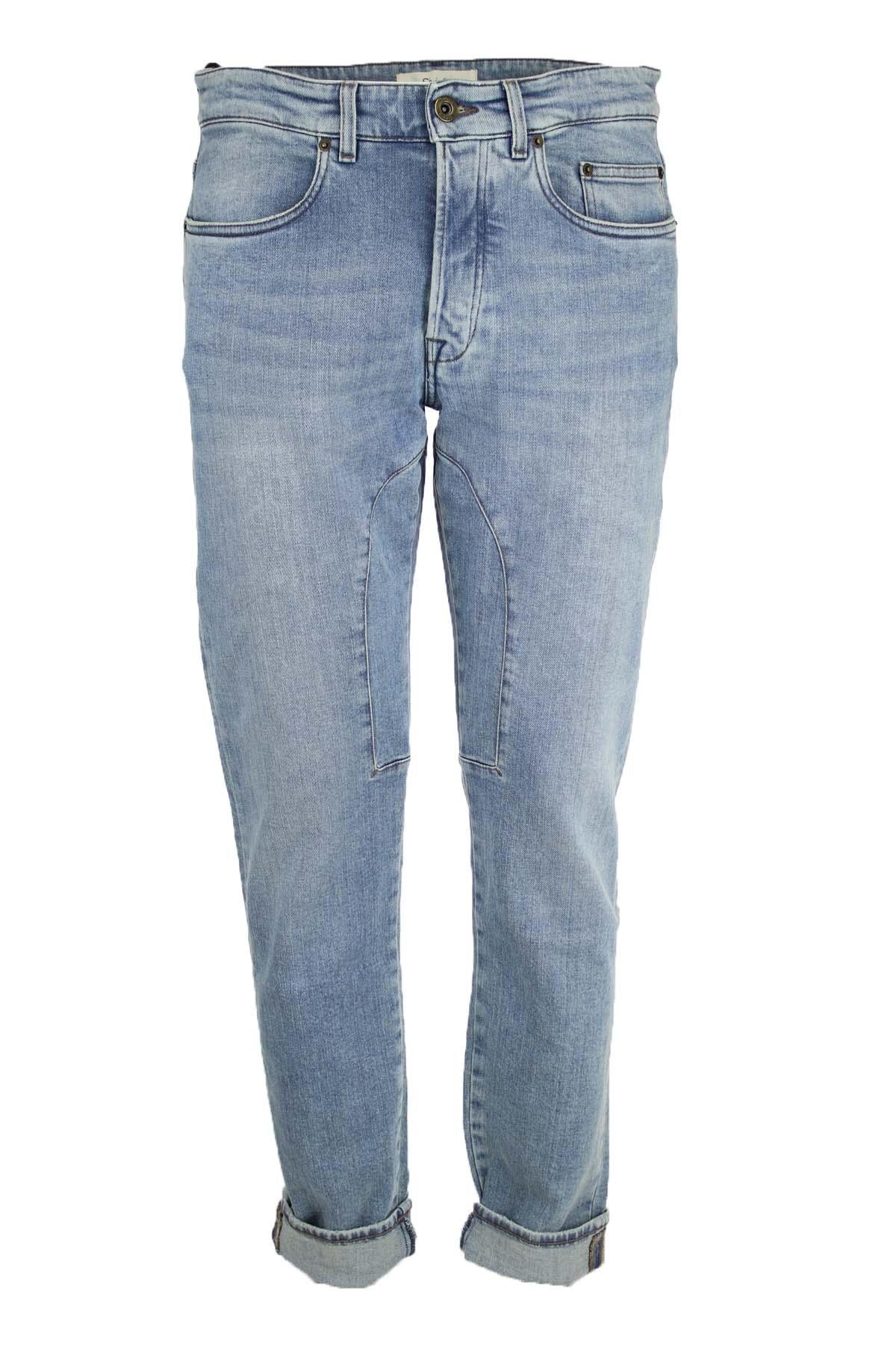 Jeans denim 5 tasche con toppe
