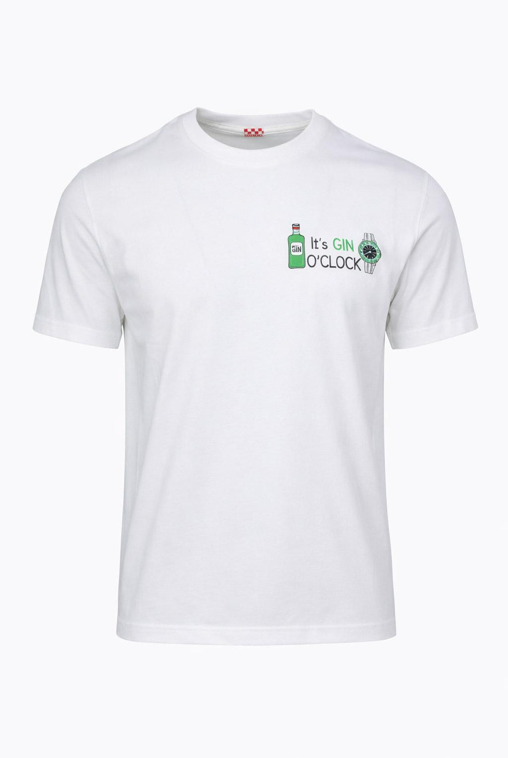 T-shirt "It's Gin O'Clock" in jersey di cotone con stampa