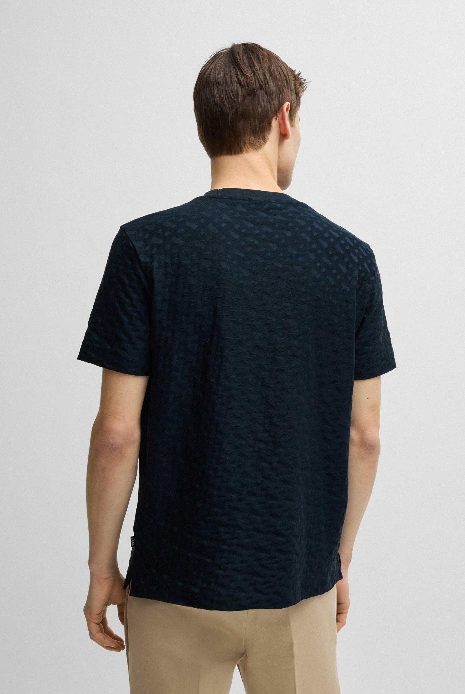 Tshirt mezza manica in cotone con monogrammi Boss