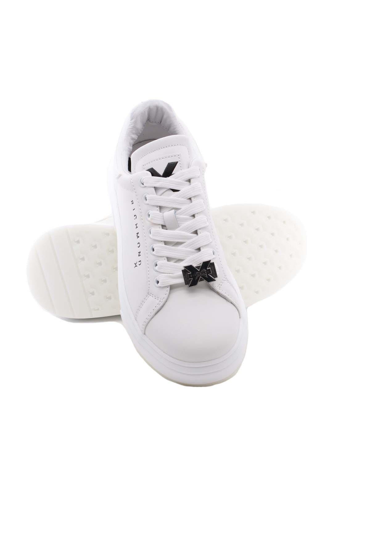 Sneaker in pelle liscia all white con logo