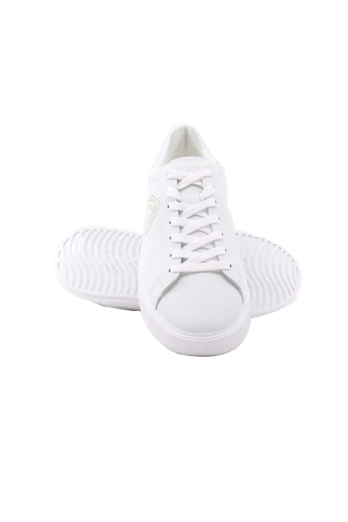 Scarpe Sneaker in pelle con scudetto Buck01 total white