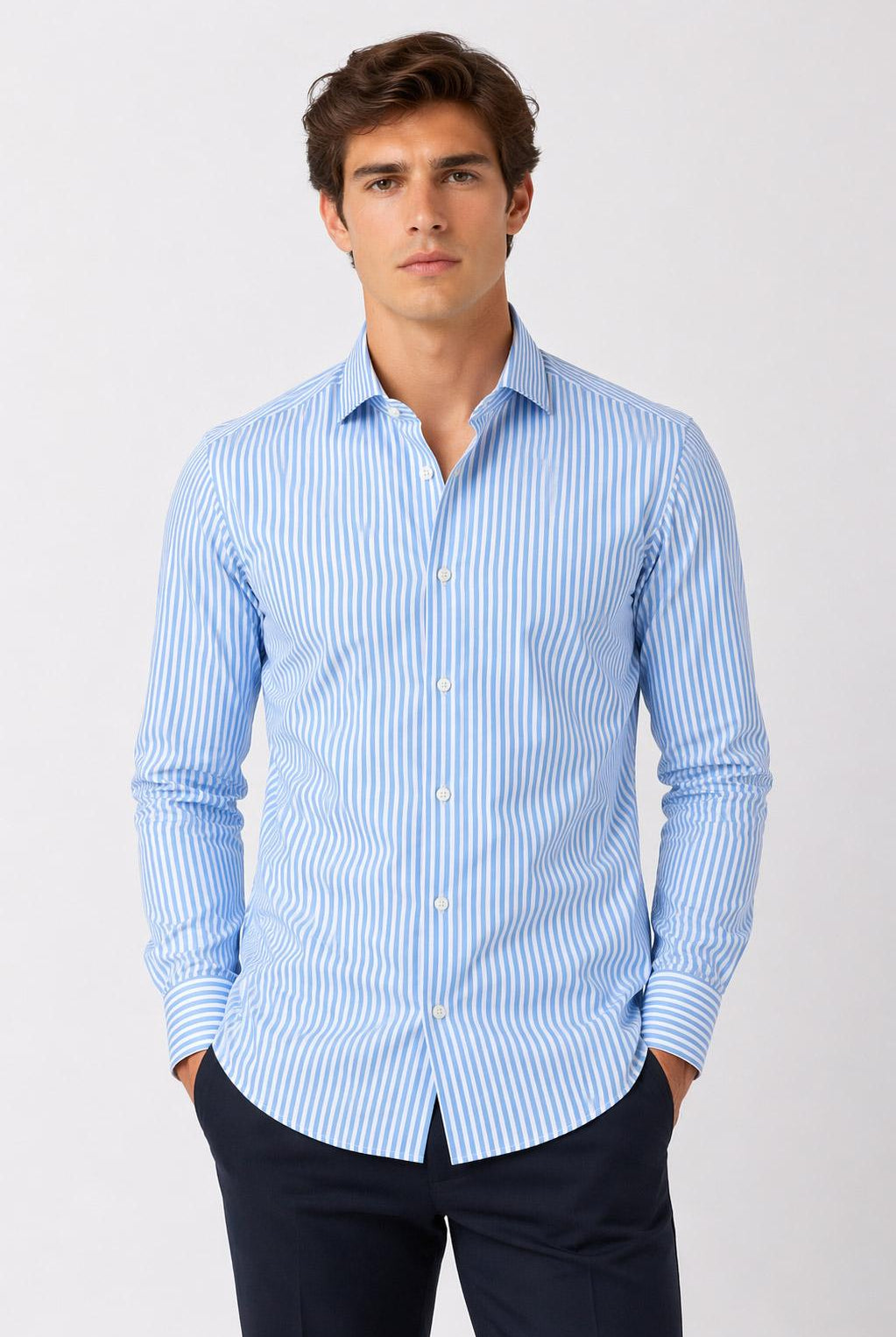 Camicia Uomo a Righe in Tessuto Active