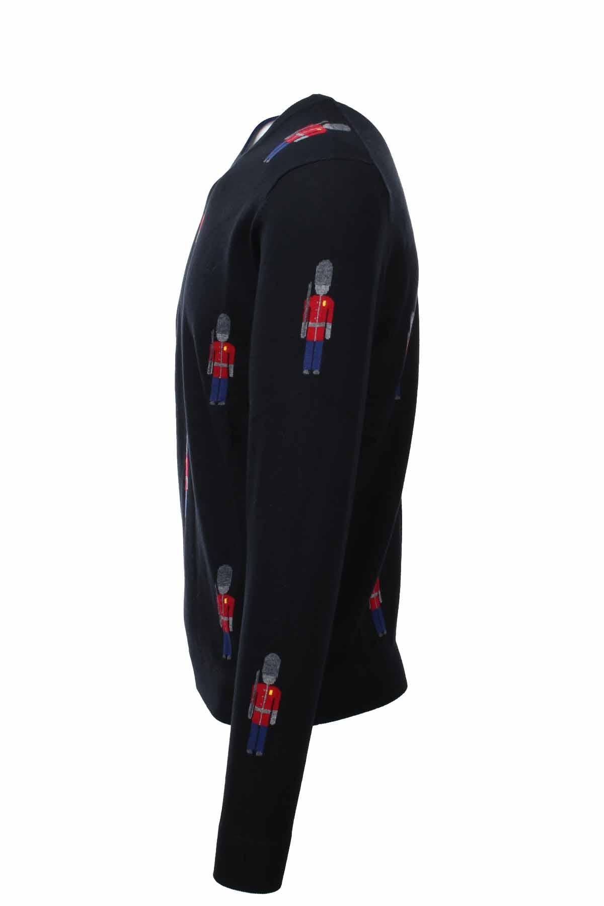 Maglia girocollo in lana fantasia soldatini