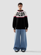 Maglione in lana con maxi logo 