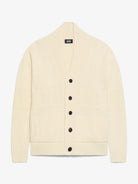 Maglione cardigan con bottoni e logo a intarsi 