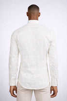 Camicia uomo ricami e fiori applicati slim fit cotone 