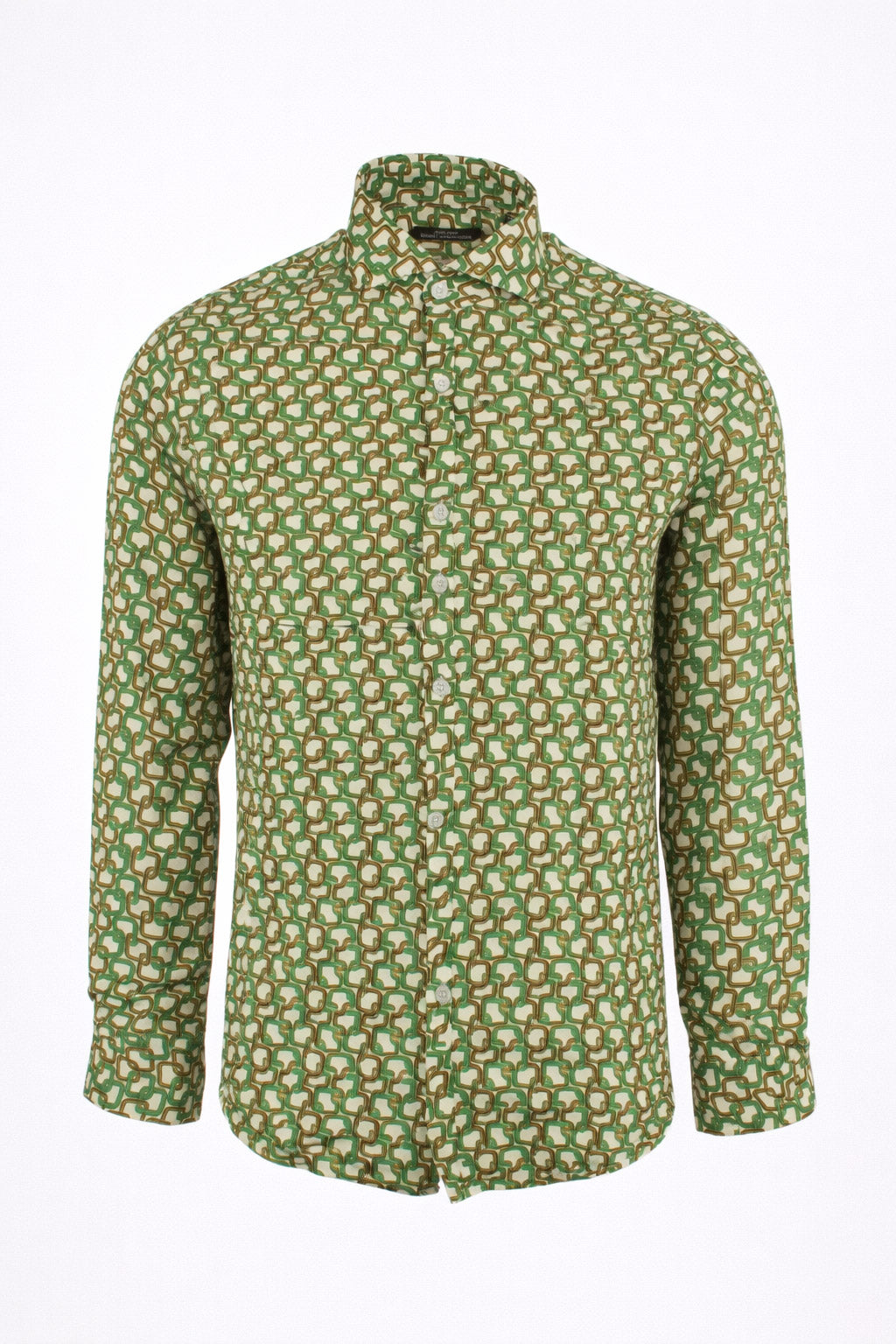 Camicia uomo fantasia geometrica slim fit in viscosa 