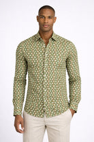 Camicia uomo fantasia geometrica slim fit in viscosa 