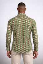 Camicia uomo fantasia geometrica slim fit in viscosa 