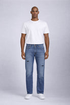 Jeans Uomo 5 Tasche Denim Used con Rotture 