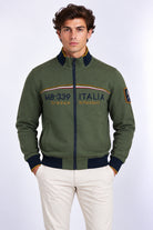 Felpa cardigan zip uomo collo alto 