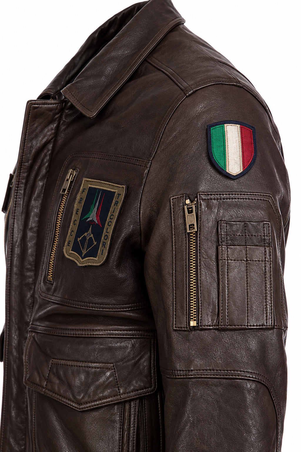 Giubbotto in pelle con patch 