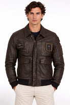 Giubbotto in pelle con patch 