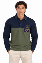 Polo manica lunga in piquet con patch e ricami 