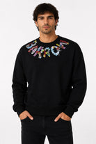 Felpa girocollo unisex con Logo lettering multicolor sul Collo 