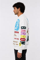 Felpa girocollo unisex con stampe multicolor 